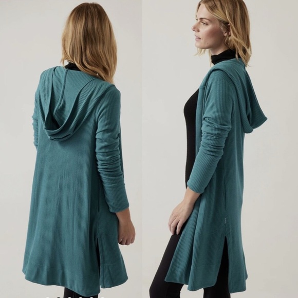 Athleta Harmony Wrap Hooded Cardigan size SP Borealis Green style #882495 - Picture 1 of 13